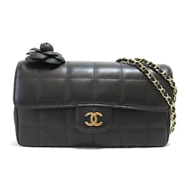 Chanel-Borsa con catena Camelia con tavoletta di cioccolato A16780-Nero