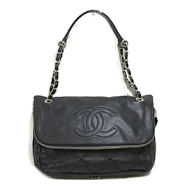 Chanel-Quilted Leather Wild Stitch Shoulder Bag-Black