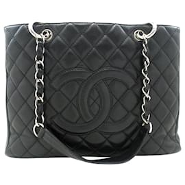 Chanel-Schwarze Farbe 2008 GST-Einkaufstasche aus Kaviarleder-Schwarz