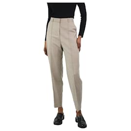 Totême-Light grey sewn pleat wool trousers - size UK 6-Grey