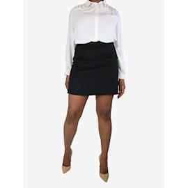 Autre Marque-Black wool-blend A-line skirt - size UK 12-Black