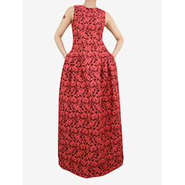Erdem-Burgunderfarbenes, ärmelloses Jacquard-Kleid mit Blumenmuster – Größe UK 10-Bordeaux