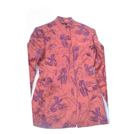 Autre Marque-luxury jacket Nicoletta Ruggiero 40 orange satin flower pattern-Orange