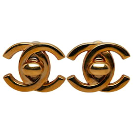 Chanel-Chanel Gold CC Drehverschluss-Ohrclips-Golden