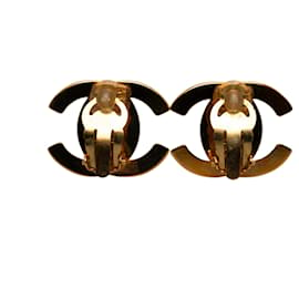 Chanel-Chanel Gold CC Turn Lock Clip On Earrings-Golden