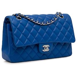 Chanel-Chanel Blue Medium Classic Lambskin lined Flap-Blue