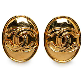 Chanel-Brincos Chanel Gold CC Clip On-Dourado