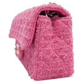 Chanel-Chanel Pink Mini Classic Rectangular Tweed Flap Bag-Pink