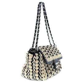 Chanel-Chanel Brown Crochet CC Flap-Brown,Beige