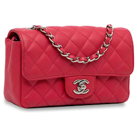 Chanel-Chanel Pink Mini Classic Caviar Rectangular Single Flap-Pink,Other
