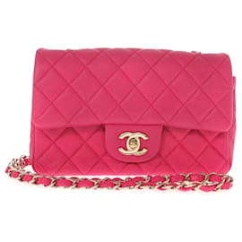 Chanel-Chanel Pink Mini Classic Lambskin Rectangular Single Flap-Pink