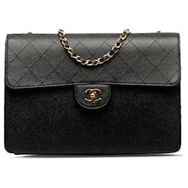 Chanel-Chanel Black CC Caviar Single Flap-Black