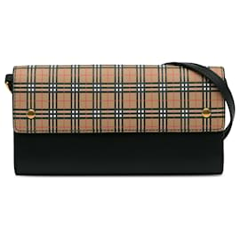 Burberry-Burberry Brown House Check Small Scale Wallet On Strap-Brown,Beige
