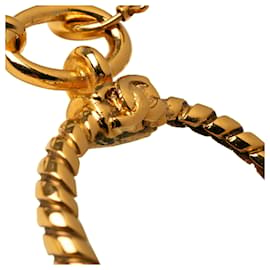 Chanel-Chanel Gold Collar con colgante de lupa y lupa de cadena forrada chapada en oro-Dorado