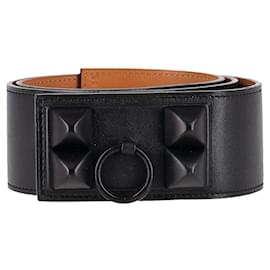 Hermès-Hermes Shadow Collier de Chien Belt in Black Leather-Black