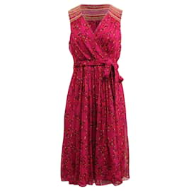 Diane Von Furstenberg-Pink Floral Silk Wrap Dress-Pink
