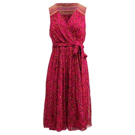 Diane Von Furstenberg-Pink Floral Silk Wrap Dress-Pink