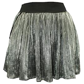 Zadig & Voltaire-Metallic Silver Mini Skirt-Silvery,Metallic