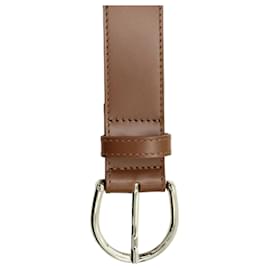 Erdem-Brown Ring Embellished Leather Belt-Brown