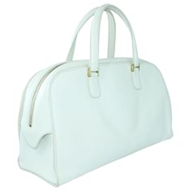 Valextra-Cream Hand Bag With Gold Zipper-White
