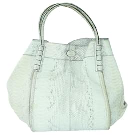 Tod's-Python Skin Cream Large Soft Bag-White