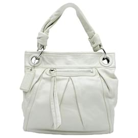 Coach-Ivory Leather Top Handle Bag-White,Cream