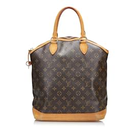 Louis Vuitton-Louis Vuitton Monogram Lockit MM Handbag M40606 Brown PVC Leather-Brown