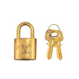 Louis Vuitton-Brass Padlock & Key Set-Golden