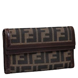 Fendi-Lange Brieftasche aus Zucca-Segeltuch 31078.0-Braun