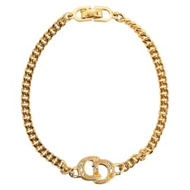 Dior-Dior Crystal CD Chain Link Bracelet Metal Bracelet in Good condition-Golden