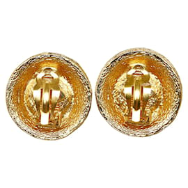 Chanel-Pendientes de clip redondos con perlas artificiales-Dorado