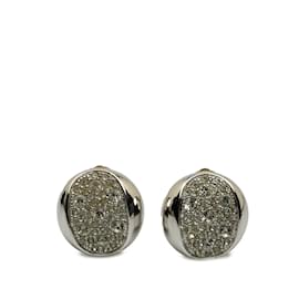 Dior-Dior Round Crystal Clip On Earrings Metal Earrings in Good condition-Silvery