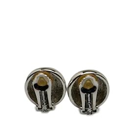 Dior-Round Crystal Clip On Earrings-Silvery