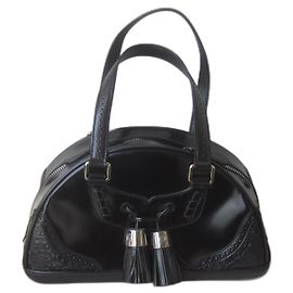 Borsa Bowling Céline in Pelle Lucida Nera Nero
