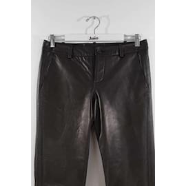 Zadig & Voltaire-Pantalon droit en cuir-Noir