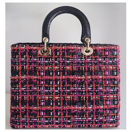 Dior-Bolsa de tweed Lady Dior Gm-Preto,Multicor