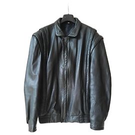 Yves Saint Laurent vintage men leather black biker jacket Black