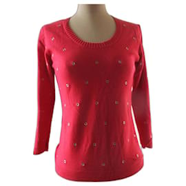 Sonia By Sonia Rykiel-Suéter de algodão vermelho, taille 38.-Vermelho