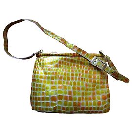 Lancel Sac/pochette vinyle, effet mosaïque. Jaune