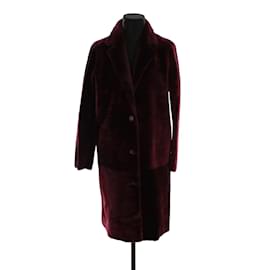 Sandro-Fur coat-Dark red