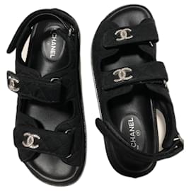 Chanel-CC Crystal Dad Sandals-Black