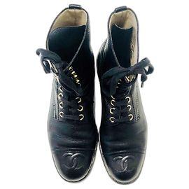 Chanel Vintage 1993 Combat Boots Rare! Black