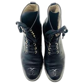 Chanel-Vintage 1993 Combat Boots Rare!-Black