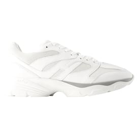 Hogan-H Punzonato Sneakers - Hogan - Leather - White-White
