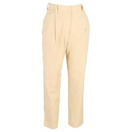 Brunello Cucinelli-Brunello Cucinelli Trousers in Cream Cotton-White,Cream