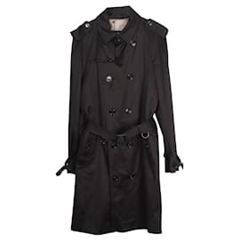 Burberry-Burberry Double-Breasted Trench Coat in Black Cotton-Black