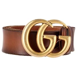 Gucci-Gucci GG Belt in Brown Leather-Brown