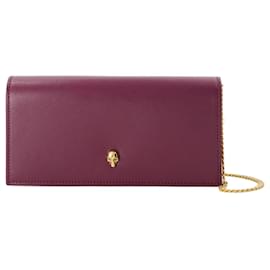 Alexander Mcqueen-Wallet On Chain - Alexander Mcqueen - Leather - Burgundy-Red,Dark red
