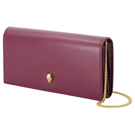 Alexander Mcqueen-Wallet On Chain - Alexander Mcqueen - Leather - Burgundy-Red,Dark red