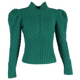 Zimmermann Celestial Pullover mit Puffärmeln aus grünem Kaschmir Grün